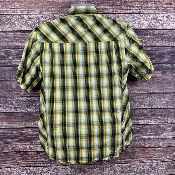 Prana Mens Breathe Pearl Snap Collared Button Up‎ Short Sleeve Shirt Medium - Picture 2 of 7